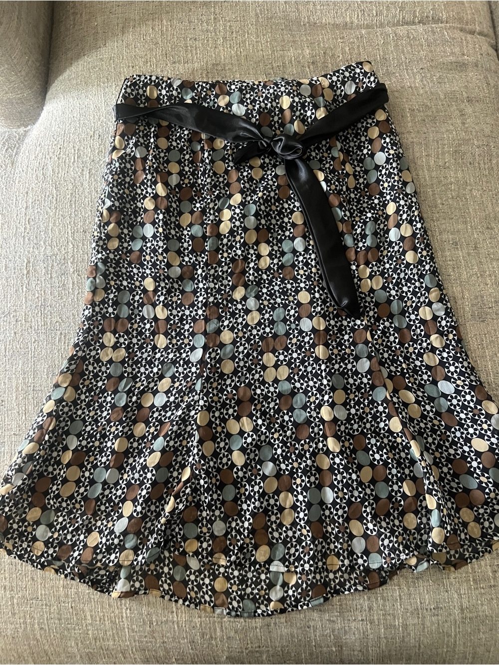 2000s Patterned A-Line Midi Skirt
